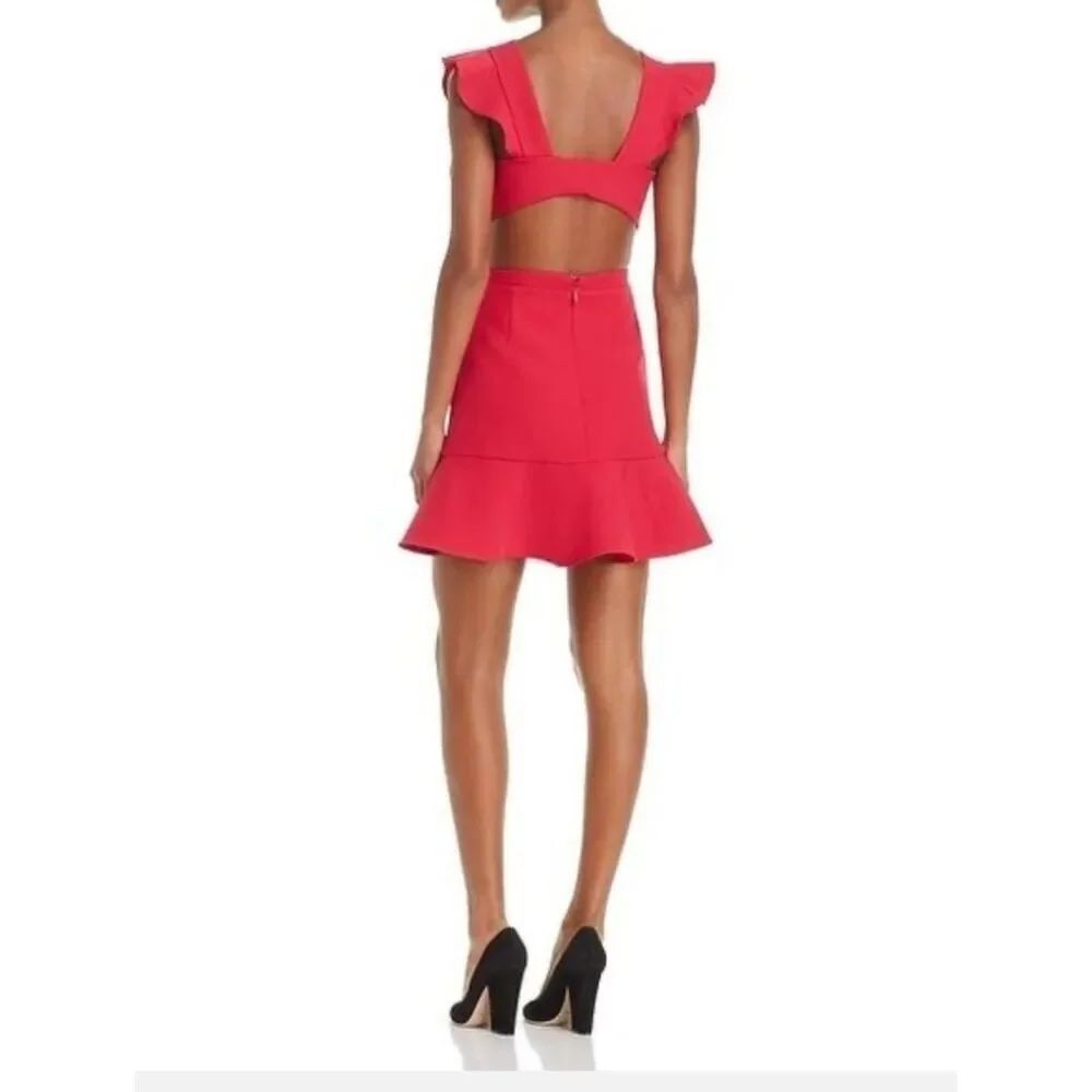 BCBGMaxAzria Nicole Backless Ruffled Minidress Sangria Sz 4